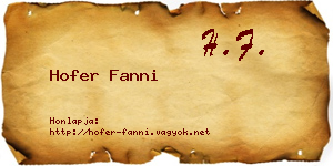 Hofer Fanni névjegykártya